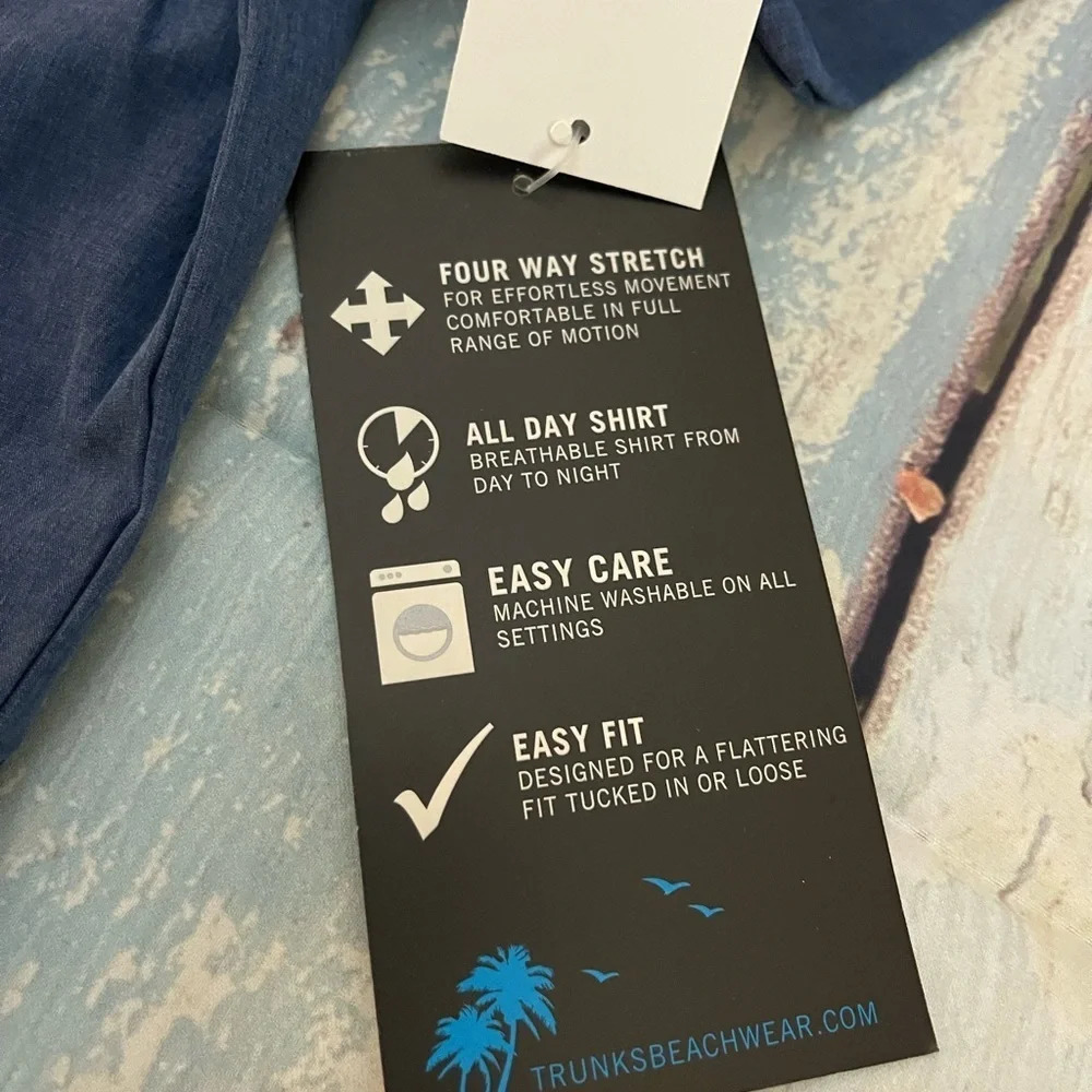 TRUNKS SURF AND SWIM CO Pocket Button Front Shirt, Moody Blue, Small, NWT - Picture 5 of 9